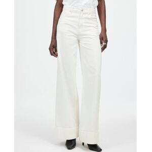 Madewell Superwide Wide Leg Jeans True White High Rise Cotton Button Zip 26